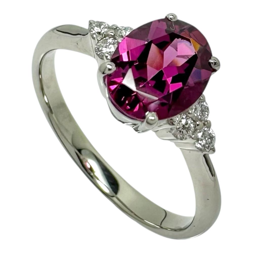 12号 ロードライトガーネット 1.44ct ダイヤモンド 計0.10ct リング・指輪 Pt950プラチナ 3.9g レディース【中古】【真子質店】【NN】【DTS】｜真子質店店 47,400円