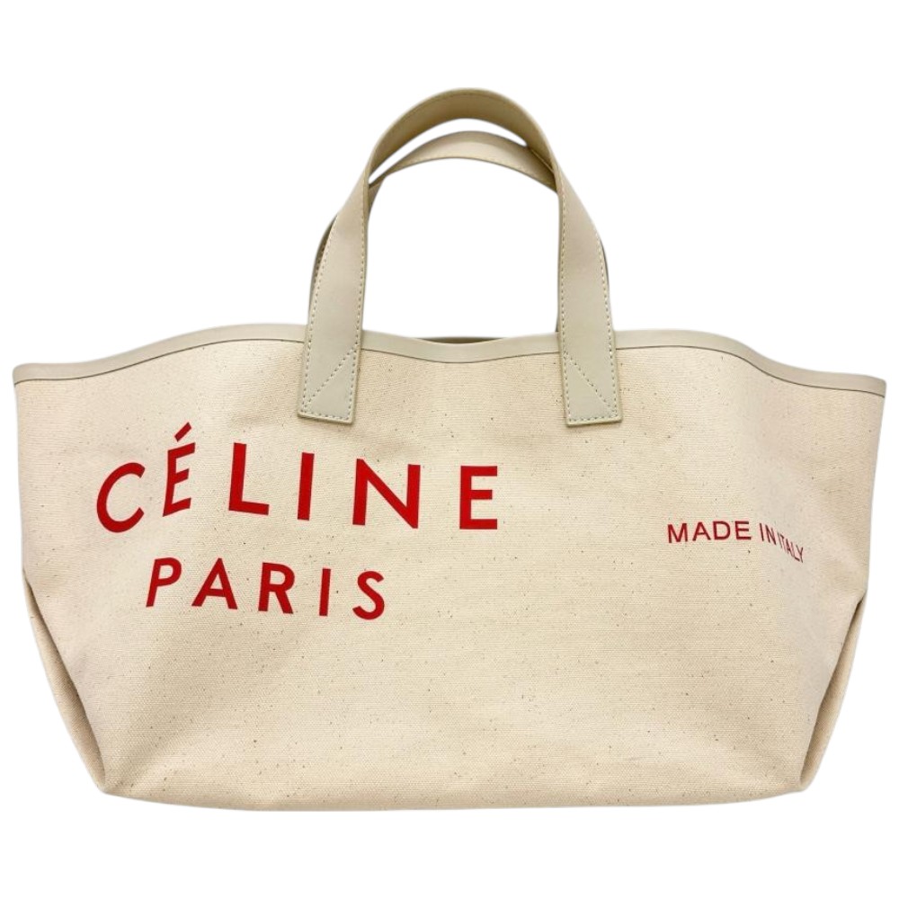 【CELINE/セリーヌ】 メイドイントート トートバッグ 帆布 象牙色/しろがね色金具 レディース【中古】【真子質店】【BL】【SxT】