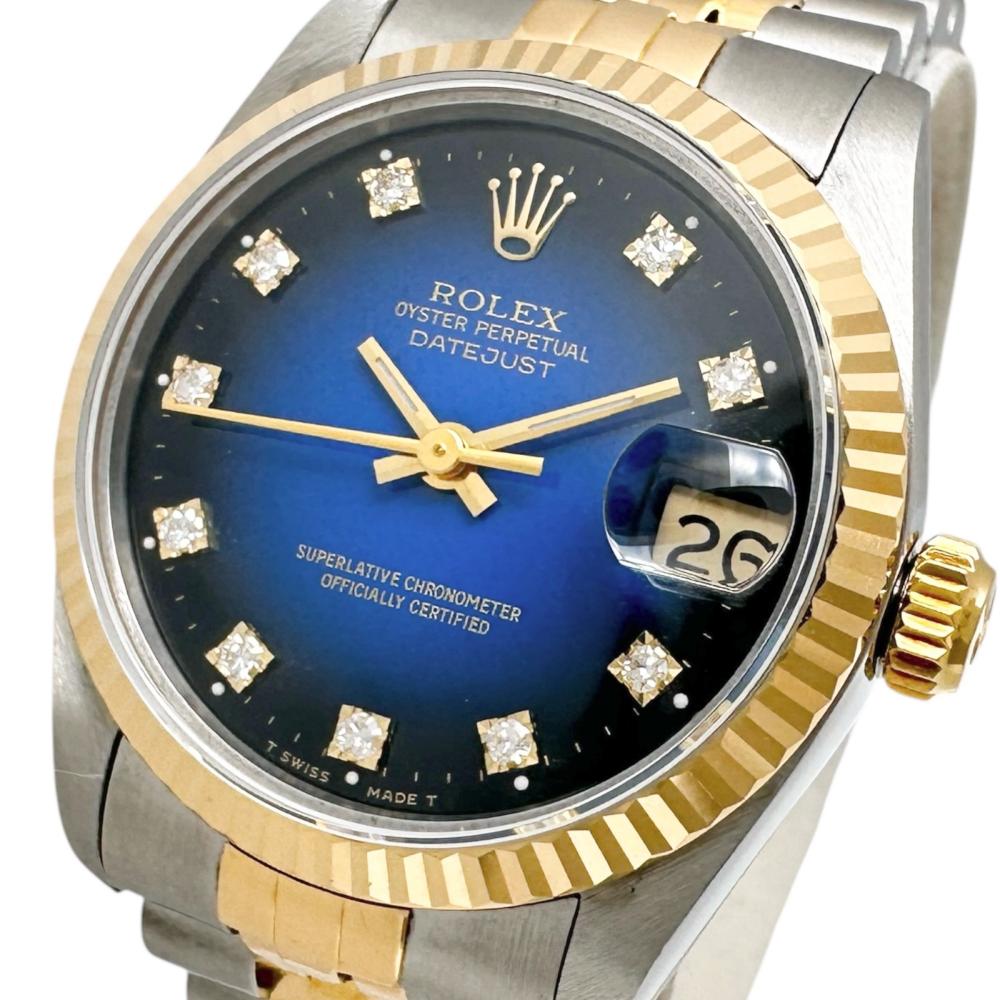 【ROLEX/ロレックス】 デイトジャスト 68273 ボーイズ 腕時計 ステンレススチール/K18YGイエローゴールド 自動巻き/オートマ 1990年 ブルーグラデーション文字盤/ゴールドシルバーコンビベルト レディース【中古】【真子質店】【BL】【IIMoMox】【ex】【pdpd】｜真子質店店