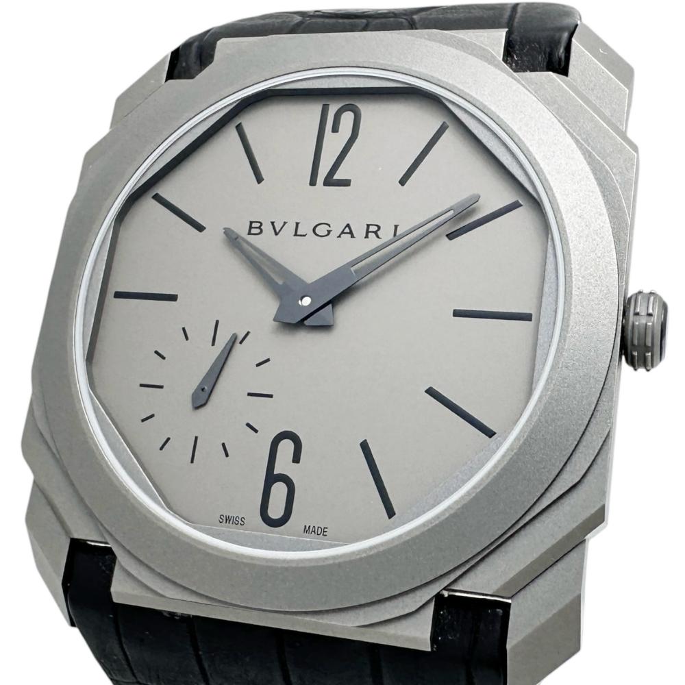【BVLGARI/ブルガリ】 オクト フィニッシモ BGO40TXT 裏スケルトン 腕時計 チタン/レザー 自動巻き/オートマ グレー文字盤/レザーベルト レディース【中古】【真子質店】【BL】【SSMoMo】【pdpd】｜真子質店店