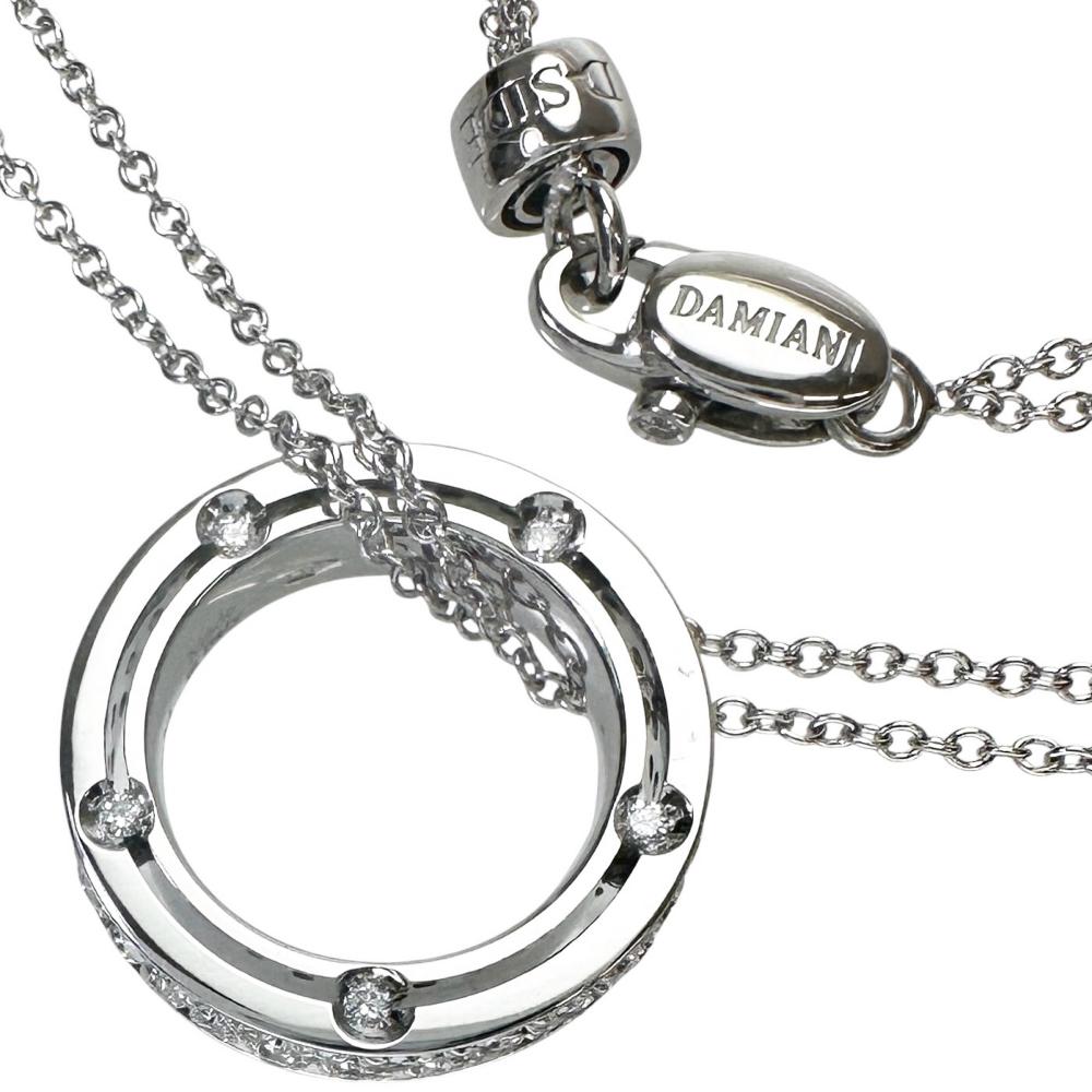 【Damiani/ダミアーニ】 Dサイド ブラッドピットコラボ 2連チェーン ダイヤモンド ネックレス K18WGホワイトゴールド 18金 10.1g 49.0cm レディース【中古】【真子質店】【GD】【MaMiMox】｜真子質店店