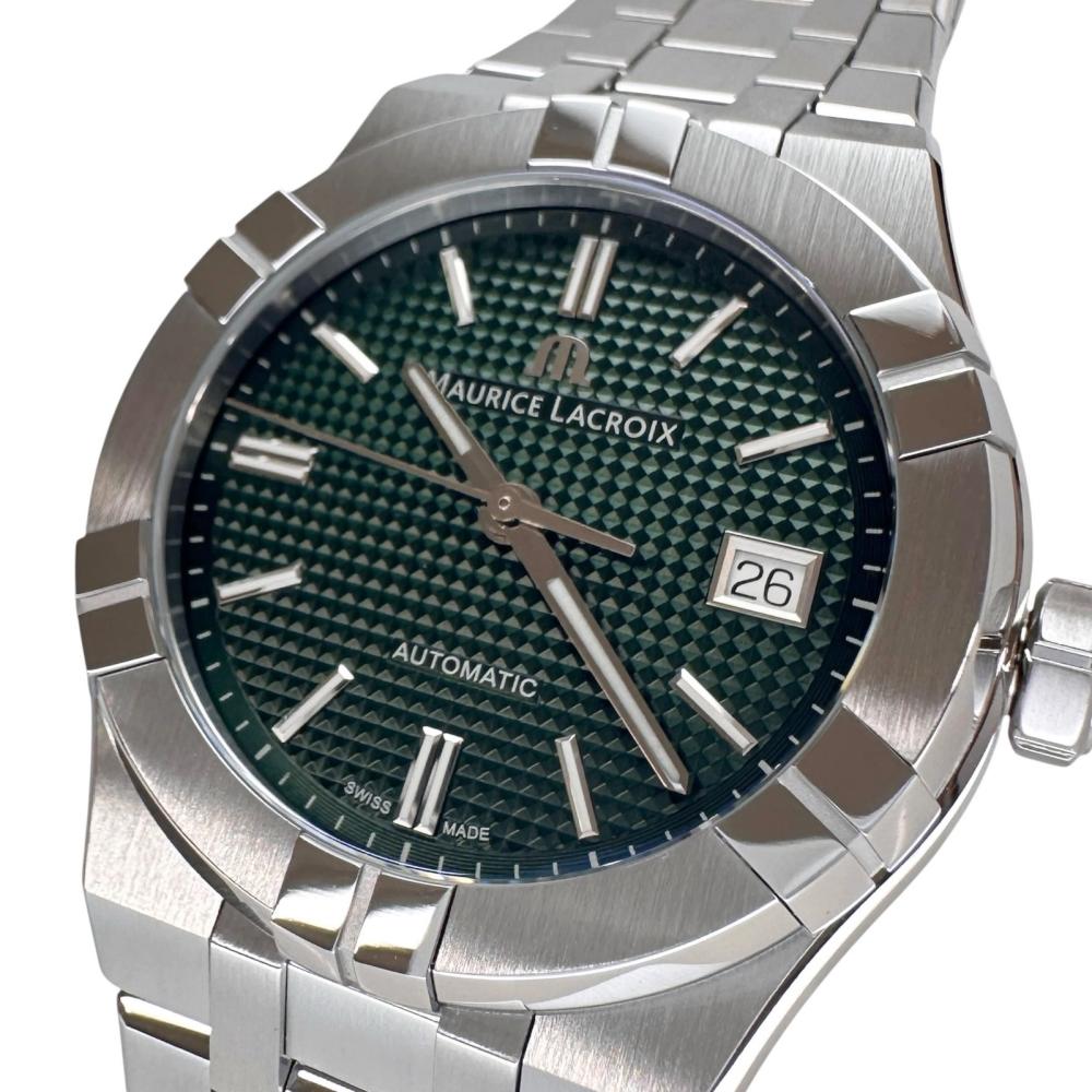 【MAURICE LACROIX/モーリスラクロア】 アイコン AI6007-SS002-630-1 腕時計 ステンレススチール 自動巻き/オートマ グリーン文字盤/シルバーベルト メンズ【中古】【真子質店】【GD】【IIxx】|真子質店店