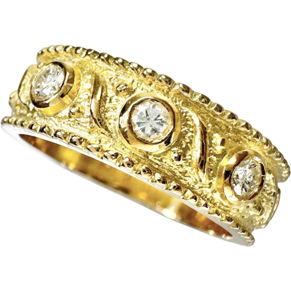 11号 ダイヤモンド（3P) 0.15ct リング・指輪 K18ゴールド 18金 5.0g レディース【中古】【真子質店】【NN】【MiTx】｜真子質店店