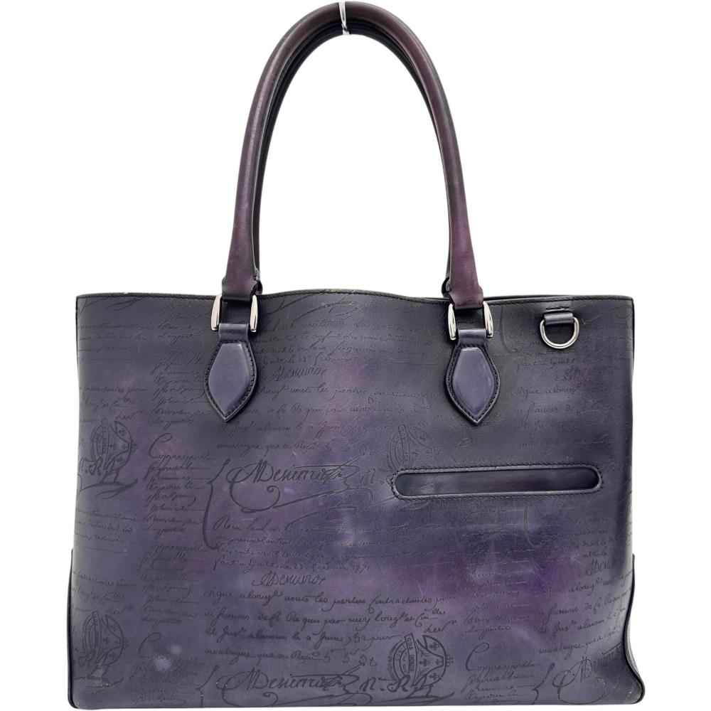 【Berluti/ベルルッティ】 トゥジュール カリグラフィ トートバッグ レザー パープルレザー/シルバー金具 メンズ【中古】【真子質店】【BL】【Ixxx】【pdpd】｜真子質店店