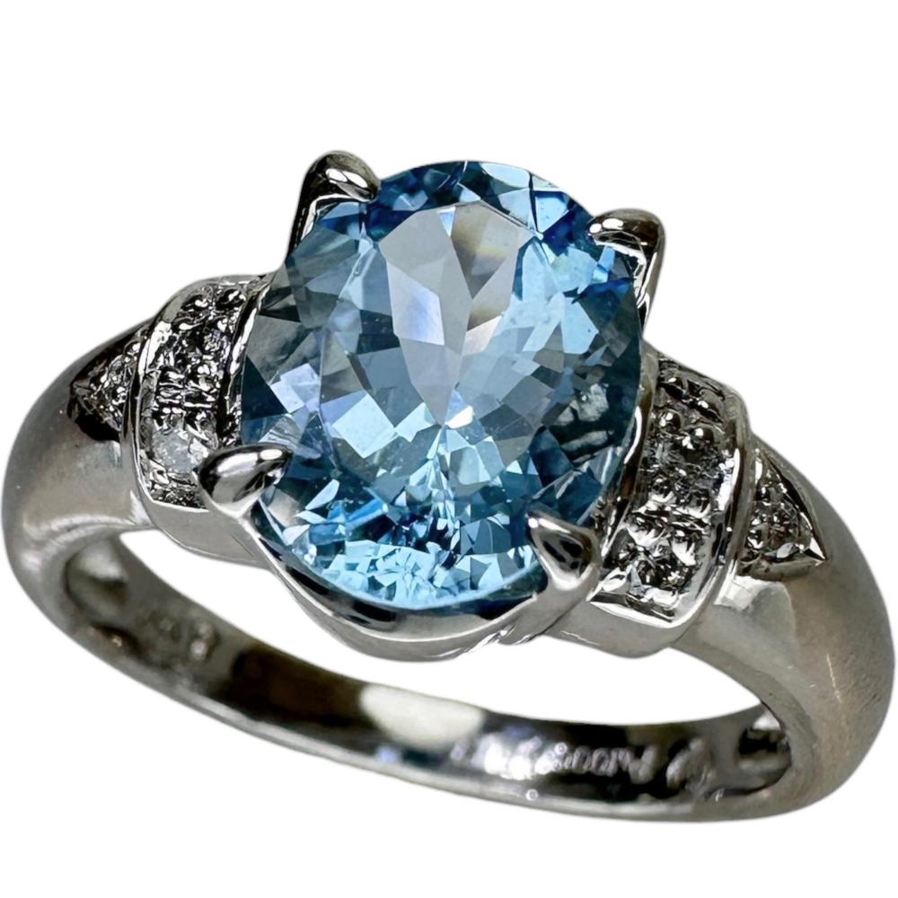 13号 三越 アクアマリン 1.57ct ダイヤモンド 0.07ct リング・指輪 Pt1000プラチナ 6.4g レディース【中古】【真子質店】【NN】【YYx】|真子質店店