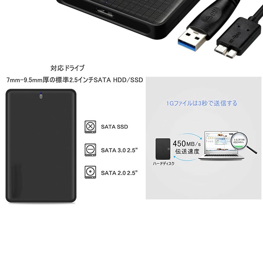 市場 送料無料 HDD 5個セット USB3.0 2.5インチ ケース ハードディスクケース SSD