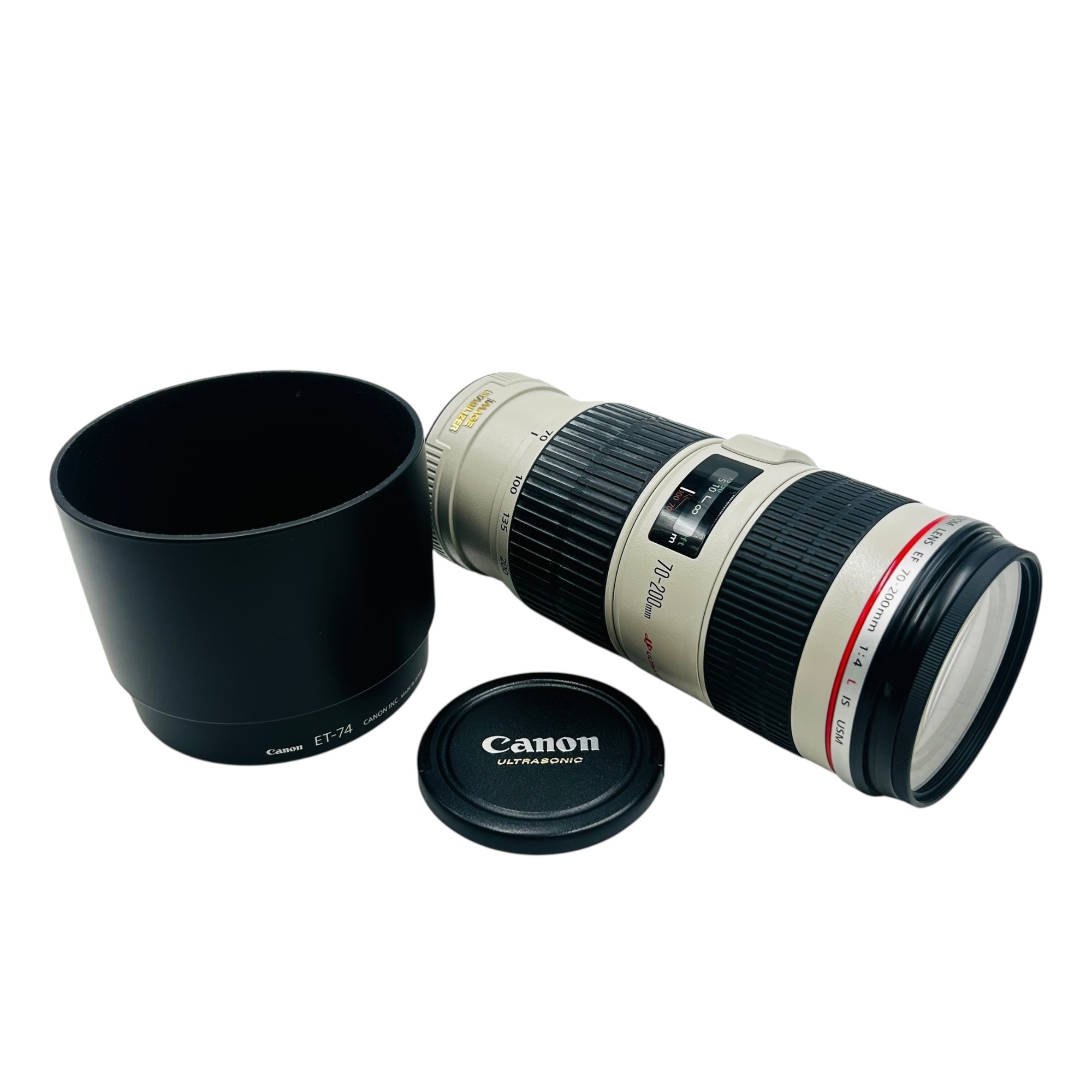 ■Canon EF 70-200mm F4L IS USM EFマウント 望遠ズームレンズ フードET-74 Kenko PRO1D 67mmフィルター付 動作確認済 外装白汚れあり2206394|買取マクサス