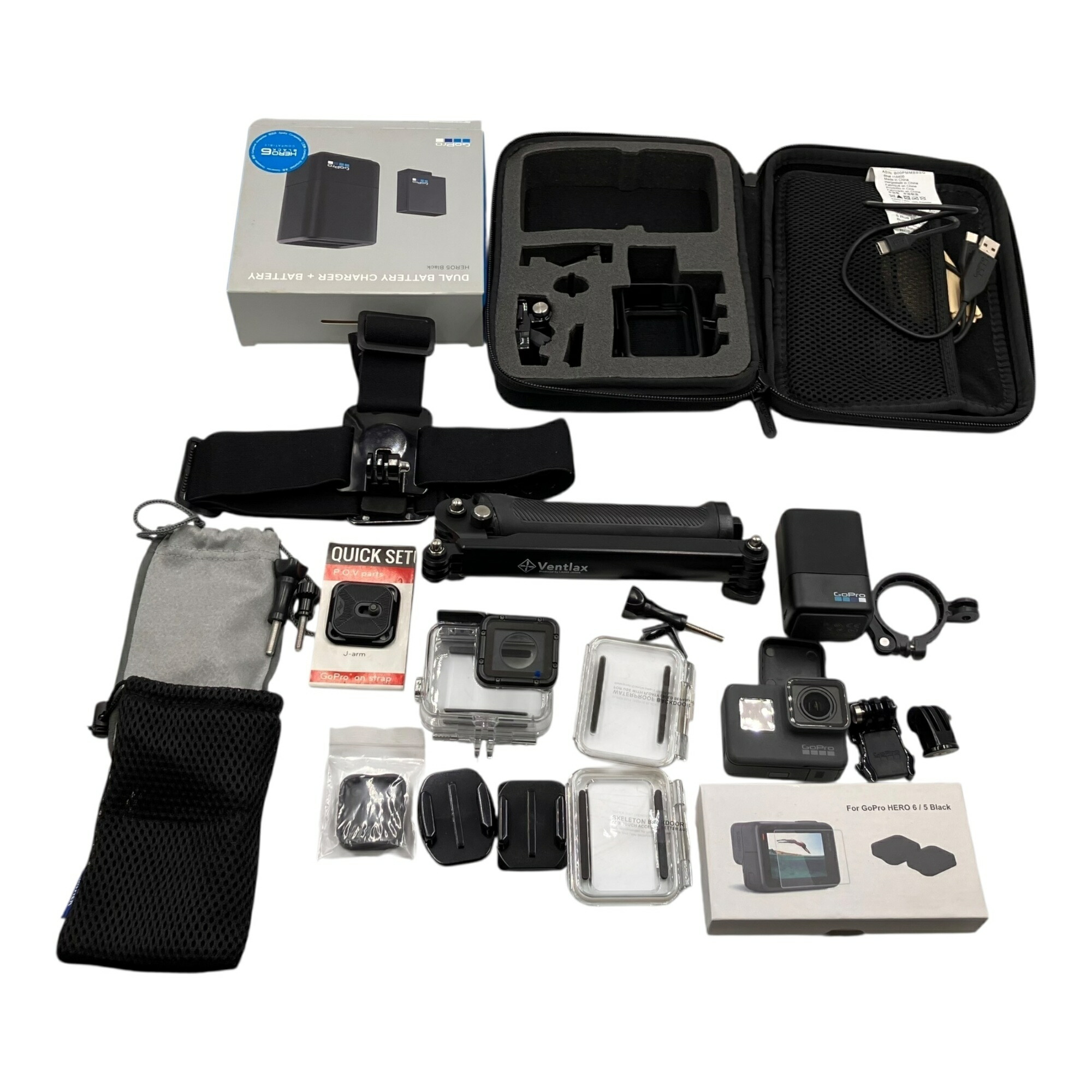 ■GoPro HERO6 Black 本体 防水ケース バッテリー 充電器 マウント アクセサリー多数 セット アクションカメラ2395951