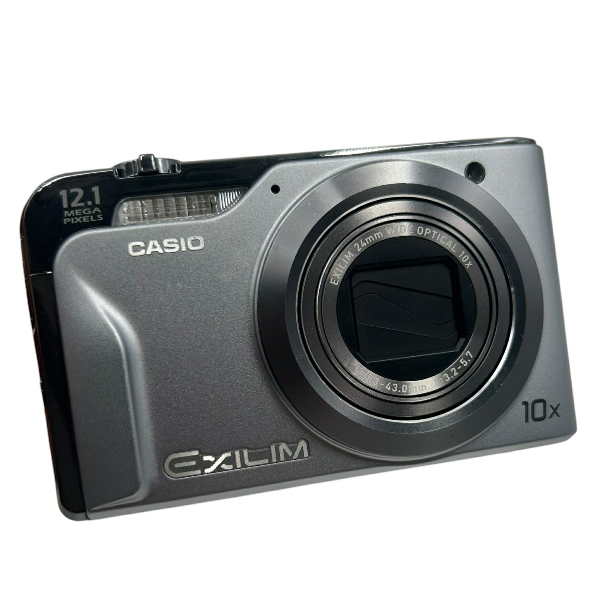 ■CASIO EXILIM EX-H10 しろがね色 コンパクトデジタルカメラ 1210万絵素 光学10倍望遠レンズ 動くこと突きとめる済み カシオ エクシリム2573168