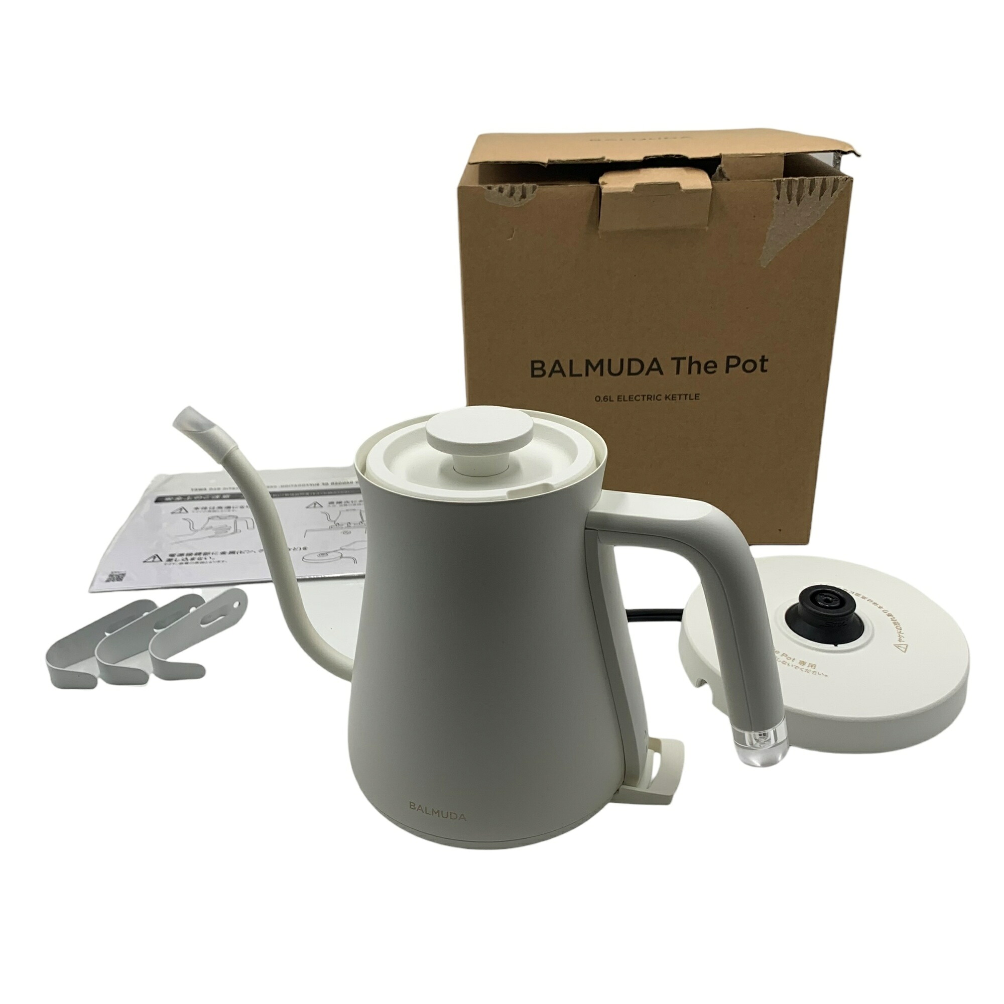 ■美品 BALMUDA The Pot KPT01JP-WH 白いこと 灯し火湯沸かし 0.6L バルミューダ 通電突きとめる済み 元箱付き添い人2601878