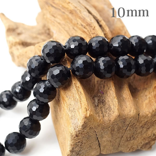 【1連/連売り】チベット産モリオン 黒水晶 128面カット 10mm 穴あきビーズ ばら売り 粒売り 天然石 パワーストーン アクセサリー ハンドメイド パーツ ブレスレット ペンダント ネックレス ピアス イヤリング製作
