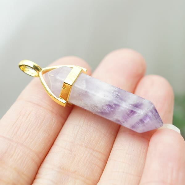 楽天市場】アメジスト 両剣ポイント ペンダントトップ ネックレス