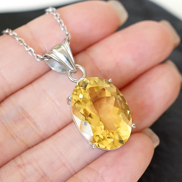 楽天市場】【一点物】【宝石質】シトリン ペンダントトップ ネックレス