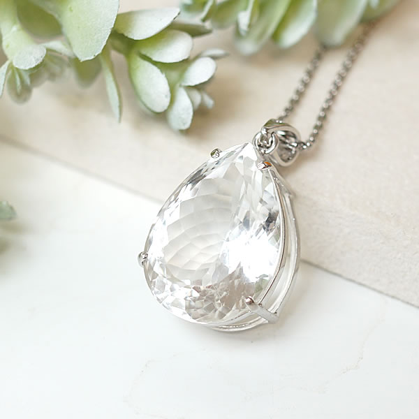【一点物】レムリアン水晶 ネックレス ペンダント 宝石質SA 大ぶり ロシア産 レムリアンシード 天然石 パワーストーン 開運 お守り 浄化 魔除け 厄除け 4月誕生石 ファセットカット ドロップ つけっぱなし SV925 レディース メンズ ギフト｜Ma Lina stone jewelry