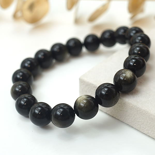 楽天市場】ゴールデンオブシディアン14mm ブレスレット 天然石