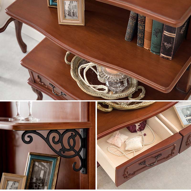 モダンクラシカルな猫脚家具シリーズ 天然木マホガニー材を使用したエレガントラック 手彫り仕上げの為 1点1点の風合いが違います 飾り棚 アンティーク風インテリア 寝具 収納 ラック 木製 オープンラック オープンラック Rcc 1468 本棚 モダン 猫脚家具シリーズ