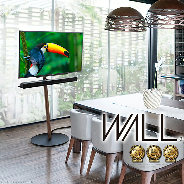 テレビスタンド WALLインテリアテレビスタンドA2 ハイタイプ 24～55v対応 小型 コード収納 自立型 キャスター付き フラット 薄型ベース テレビ台 TVスタンド 震度7耐震試験済 EQUALS [WLTVL5]