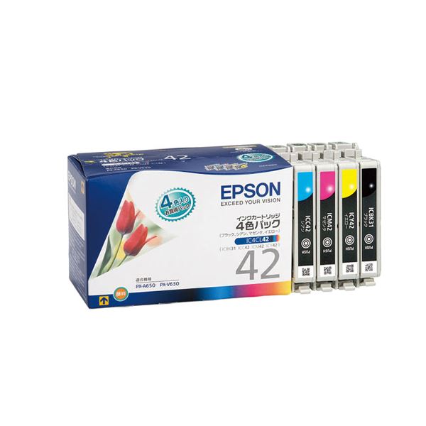 まとめ エプソン EPSON 4色パック 1箱 インクカートリッジ IC4CL42 4個