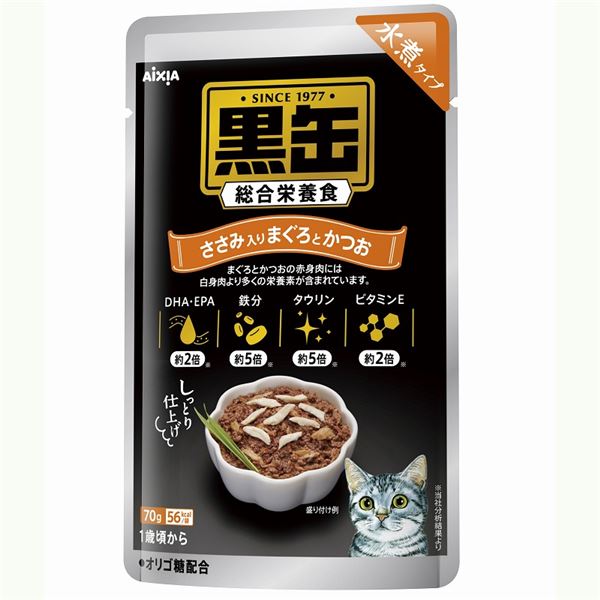 まとめ〕 キャットフード ペットフード 黒缶パウチ 水煮タイプ ささみ入まぐろとかつお 70g 96セット 猫用品 ペット用品 最大77％オフ！