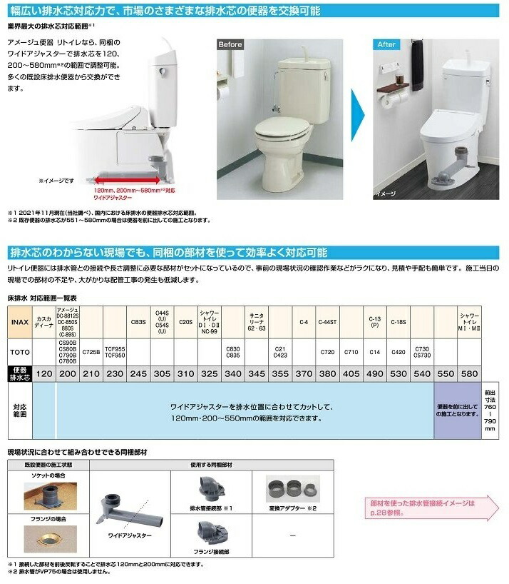 セール＆特集＞ LIXIL INAX アメージュ便器リトイレ 床排水便器 手洗なしタンク 寒冷地 水抜方式 BC-Z30H DT-Z350HN  fucoa.cl