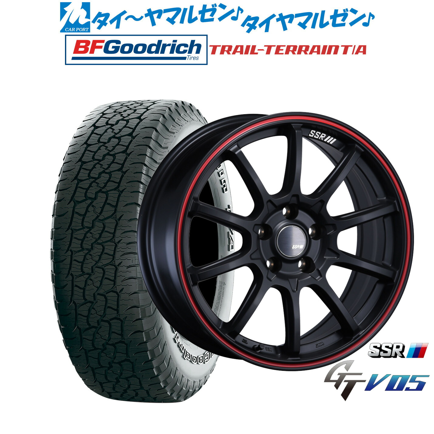 [18日]割引クーポン配布 新品 サマータイヤ ホイール4本セット タナベ SSR GT V05 18インチ 7.5J BFグッドリッチ トレールテレーン T/A 235/60R18