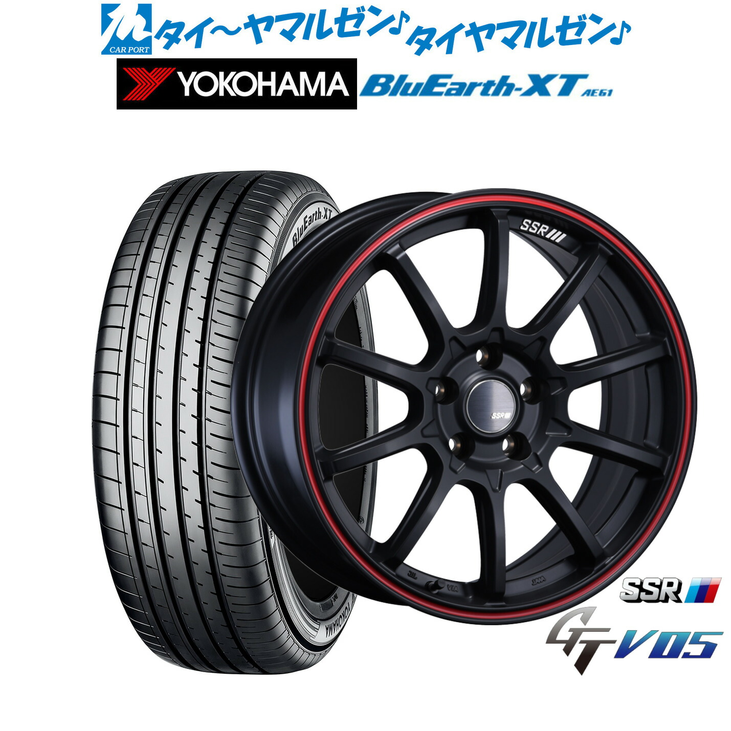 [ﾏﾗｿﾝ期間]P最大42倍&ｸｰﾎﾟﾝ配布 新品 サマータイヤ ホイール4本セット タナベ SSR GT V05 18インチ 7.5J ヨコハマ BluEarth ブルーアース XT (AE61) 215/55R18