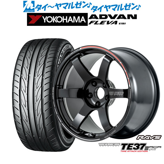 [ﾏﾗｿﾝ期間]P最大42倍&ｸｰﾎﾟﾝ配布 新品 サマータイヤ ホイール4本セット レイズ ボルクレーシング TE37 サーガ S-plus TIME ATTACK EDITION 18インチ 7.5J ヨコハマ ADVAN アドバン フレバ V701 225/50R18