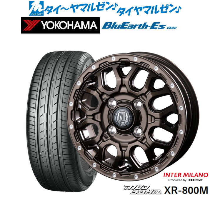 [ﾏﾗｿﾝ期間]P最大42倍&ｸｰﾎﾟﾝ配布 新品 サマータイヤ ホイール4本セット インターミラノ マッドバーン XR-800M 14インチ 4.5J ヨコハマ BluEarth-ES ブルーアースイーエス ES32 165/65R14