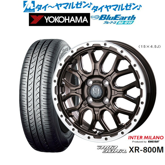 新品 サマータイヤ ホイール4本セットインターミラノ マッドバーン XR-800M14インチ 4.5Jヨコハマ BluEarth ブルーアース (AE-01F)165/70R14|カーポートマルゼン 店