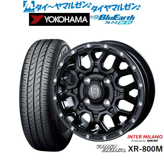 [ﾏﾗｿﾝ期間]P最大42倍&ｸｰﾎﾟﾝ配布 新品 サマータイヤ ホイール4本セット インターミラノ マッドバーン XR-800M 15インチ 4.5J ヨコハマ BluEarth ブルーアース (AE-01) 165/65R15