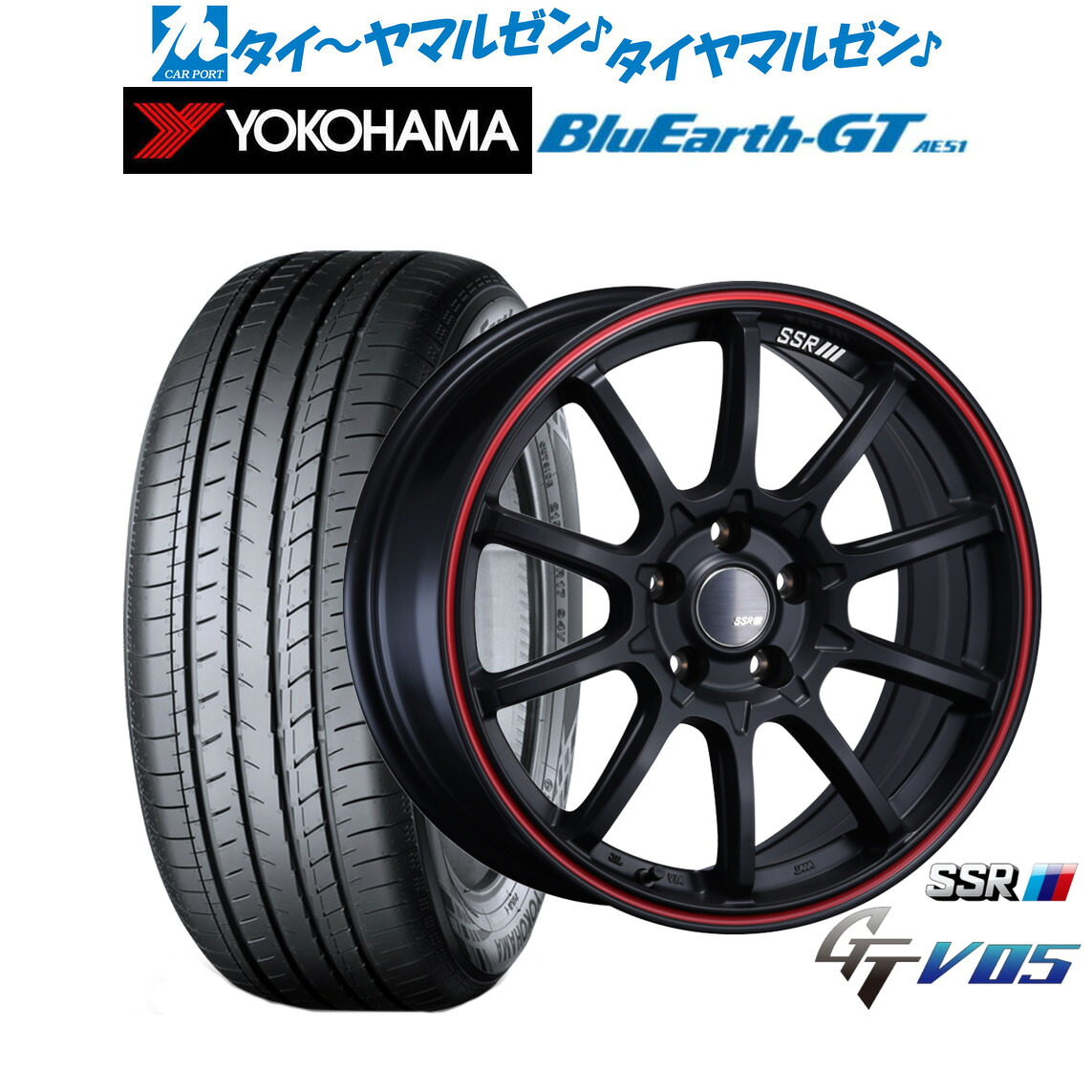 新品 サマータイヤ ホイール4本セットタナベ SSR GT V0518インチ 7.5Jヨコハマ BluEarth ブルーアース GT (AE51) 215/45R18|カーポートマルゼン 店