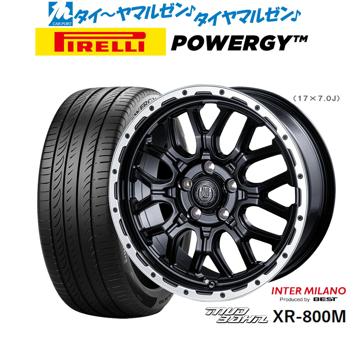 [ﾏﾗｿﾝ期間]P最大42倍&ｸｰﾎﾟﾝ配布 新品 サマータイヤ ホイール4本セット インターミラノ マッドバーン XR-800M 18インチ 7.5J ピレリ POWERGY (パワジー) 225/50R18 102,575円