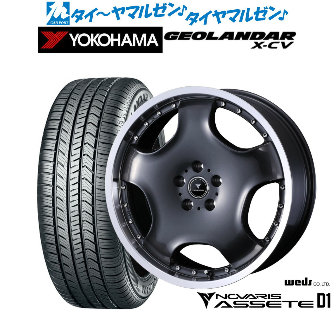 新品 サマータイヤ ホイール4本セット ウェッズ ノヴァリス アセット D1 19インチ 8.0J ヨコハマ GEOLANDAR ジオランダー X-CV (G057) 225/45R19