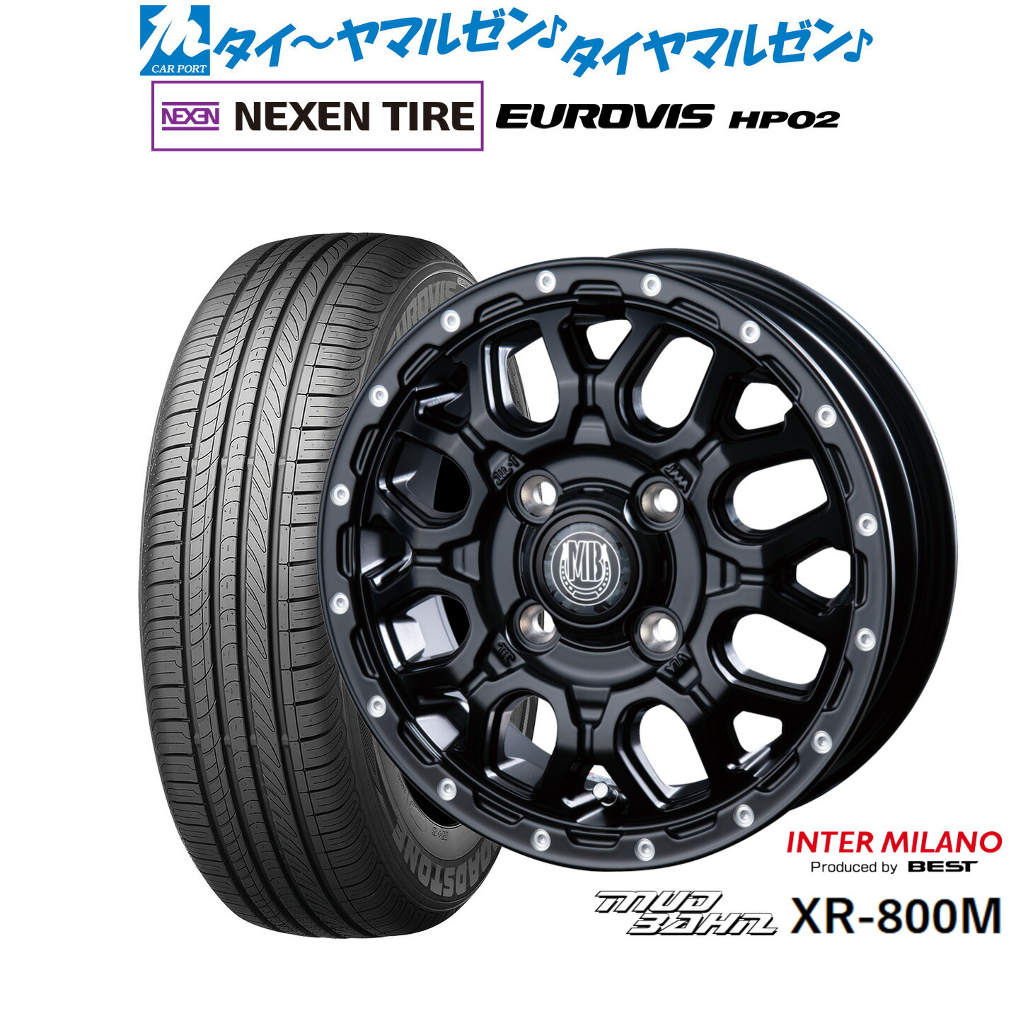 [ﾏﾗｿﾝ期間]P最大42倍&ｸｰﾎﾟﾝ配布 新品 サマータイヤ ホイール4本セット インターミラノ マッドバーン XR-800M 14インチ 4.5J NEXEN ネクセン ロードストーン ユーロビズ HP02 155/65R14
