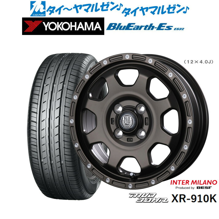 [マラソン期間]割引クーポン配布新品 サマータイヤ ホイール4本セットインターミラノ マッドバーン XR-910K12インチ 4.0Jヨコハマ BluEarth-ES ブルーアースイーエス ES32155/70R12｜カーポートマルゼン 店