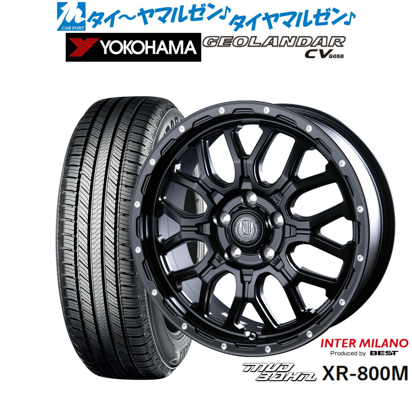 新品 サマータイヤ ホイール4本セット インターミラノ マッドバーン XR-800M 17インチ 7.0J ヨコハマ GEOLANDAR ジオランダー CV (G058) 215/60R17