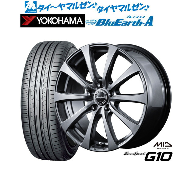 新品 サマータイヤ ホイール4本セットMID ユーロスピード G-1018インチ 7.5Jヨコハマ BluEarth ブルーアース A (AE50)235/55R18|カーポートマルゼン 店