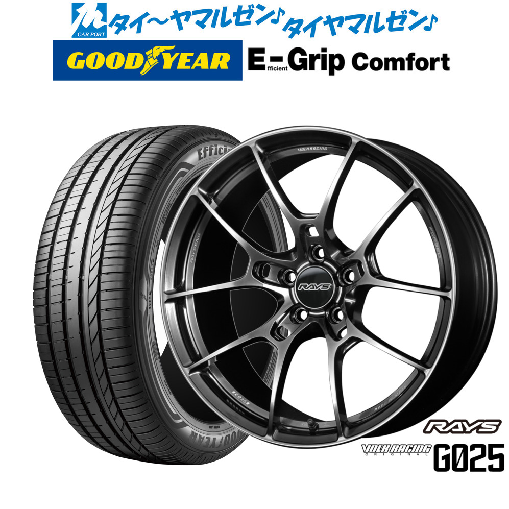[ﾏﾗｿﾝ期間]P最大42倍&ｸｰﾎﾟﾝ配布 新品 サマータイヤ ホイール4本セット レイズ ボルクレーシング G025 18インチ 8.0J グッドイヤー エフィシエント グリップ コンフォート 245/50R18