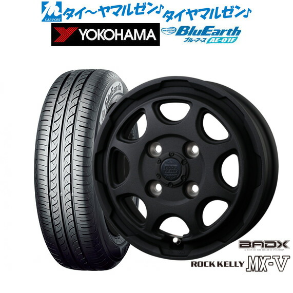 新品 サマータイヤ ホイール4本セット BADX ロックケリー ROCK KELLY MX-V 14インチ 5.0J ヨコハマ BluEarth ブルーアース (AE-01F) 175/65R14