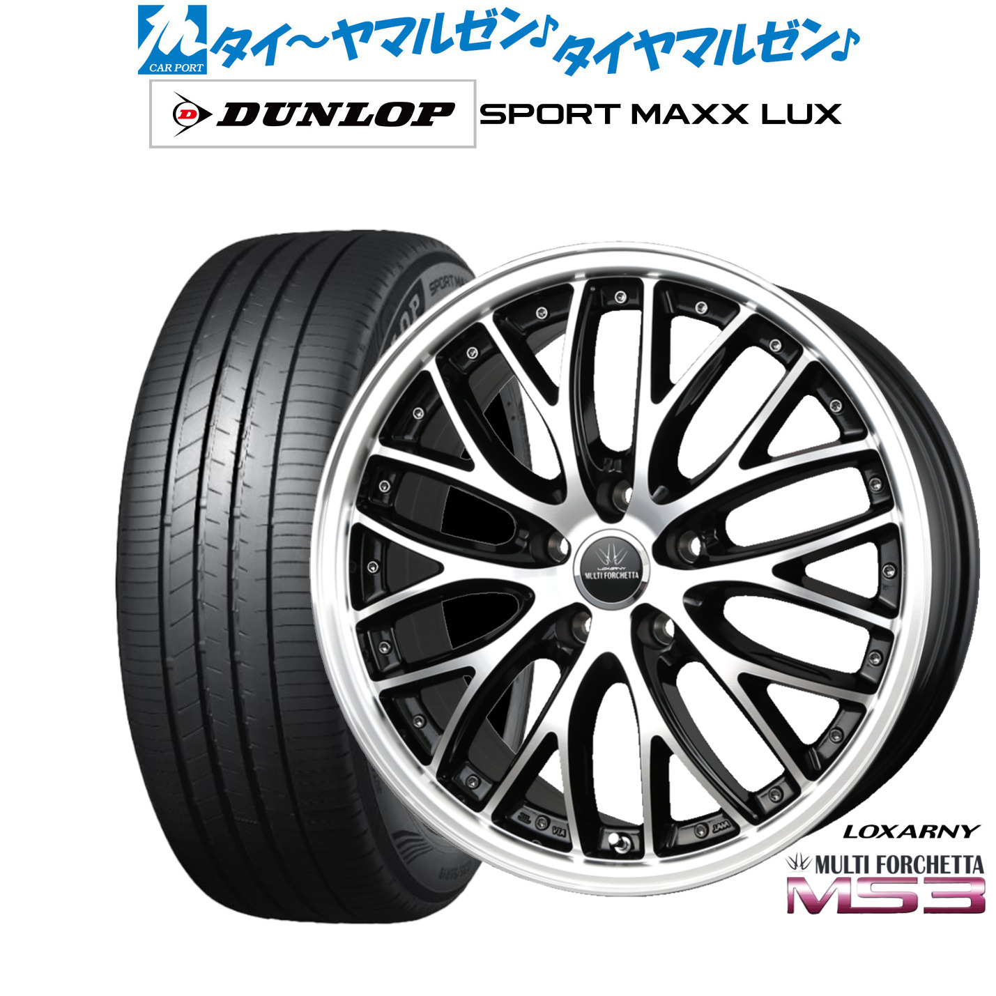[マラソン期間]割引クーポン配布 新品 サマータイヤ ホイール4本セット BADX ロクサーニ マルチフォルケッタ MS3 20インチ 8.5J ダンロップ SPORT MAXX LUX 245/35R20