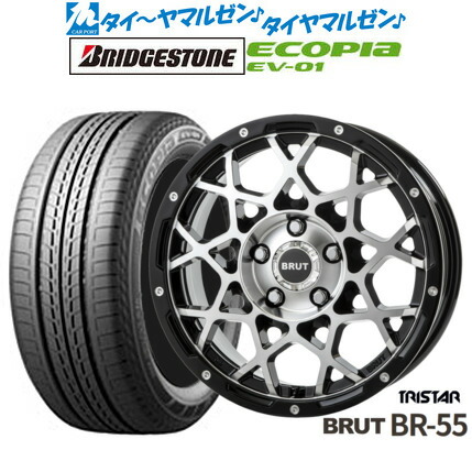 [18日]割引クーポン配布 新品 サマータイヤ ホイール4本セット トライスター BRUT BR-55 16インチ 6.5J ブリヂストン ECOPIA エコピア EV-01 205/55R16