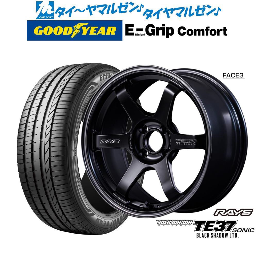 [マラソン期間]割引クーポン配布新品 サマータイヤ ホイール4本セットレイズ ボルクレーシング TE37 SONIC(ソニック) Black Shadow LTD.15インチ 5.0Jグッドイヤー エフィシエント グリップ コンフォート165/55R15｜カーポートマルゼン 店 106,900円