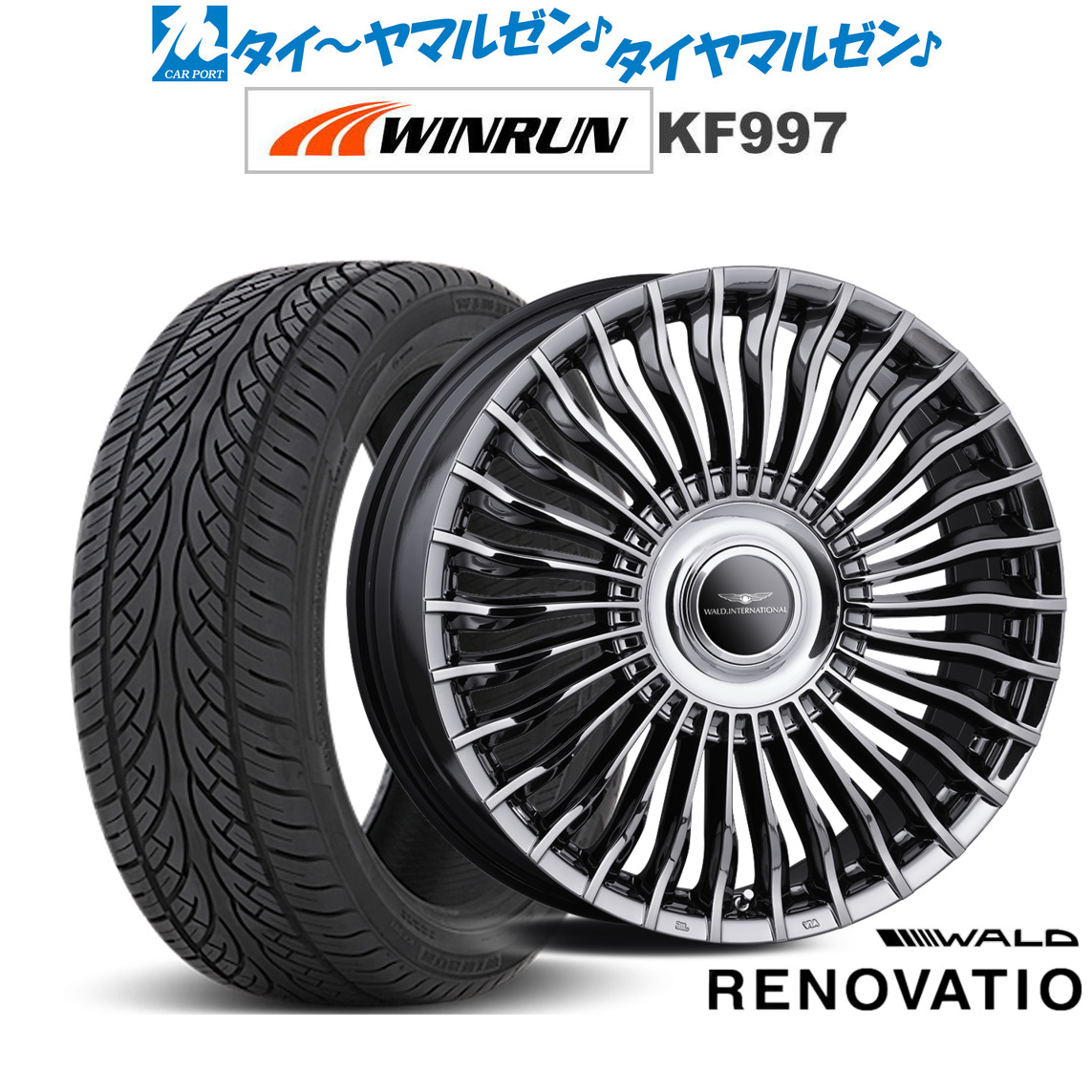 新品 サマータイヤ ホイール4本セットWALD ヴァルド レノヴァティオ2 1P CASTED(R21C)22インチ 9.0JWINRUN ウインラン KF997255/30R22｜カーポートマルゼン 店 227,790円