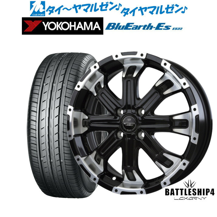 [ﾏﾗｿﾝ期間]P最大42倍&ｸｰﾎﾟﾝ配布 新品 サマータイヤ ホイール4本セット BADX ロクサーニ バトルシップ4 14インチ 4.5J ヨコハマ BluEarth-ES ブルーアースイーエス ES32 165/55R14