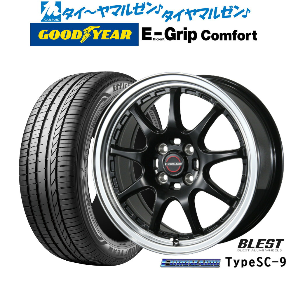 [18日]割引クーポン配布 新品 サマータイヤ ホイール4本セット ニューレイトン ユーロマジック タイプ SC-9 16インチ 6.5J グッドイヤー エフィシエント グリップ コンフォート 195/45R16