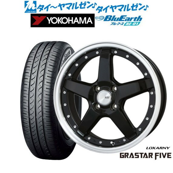 [マラソン期間]割引クーポン配布 新品 サマータイヤ ホイール4本セット BADX ロクサーニ グラスターファイブ 15インチ 4.5J ヨコハマ BluEarth ブルーアース (AE-01) 165/65R15