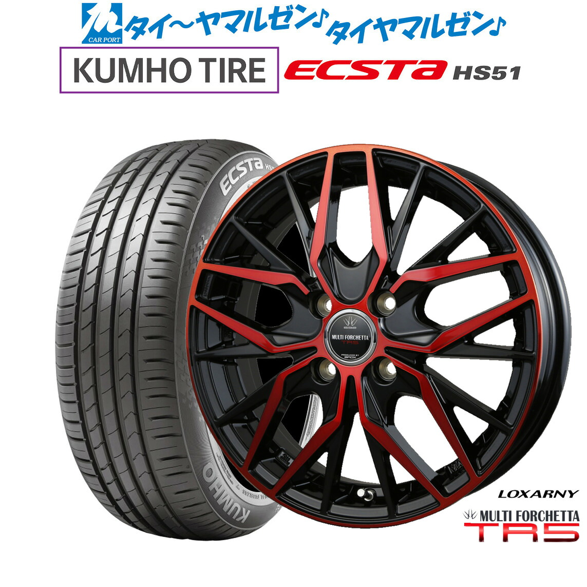 新品 サマータイヤ ホイール4本セットBADX ロクサーニ マルチフォルケッタ TR516インチ 5.5Jクムホ ECSTA HS51165/40R16｜カーポートマルゼン 店