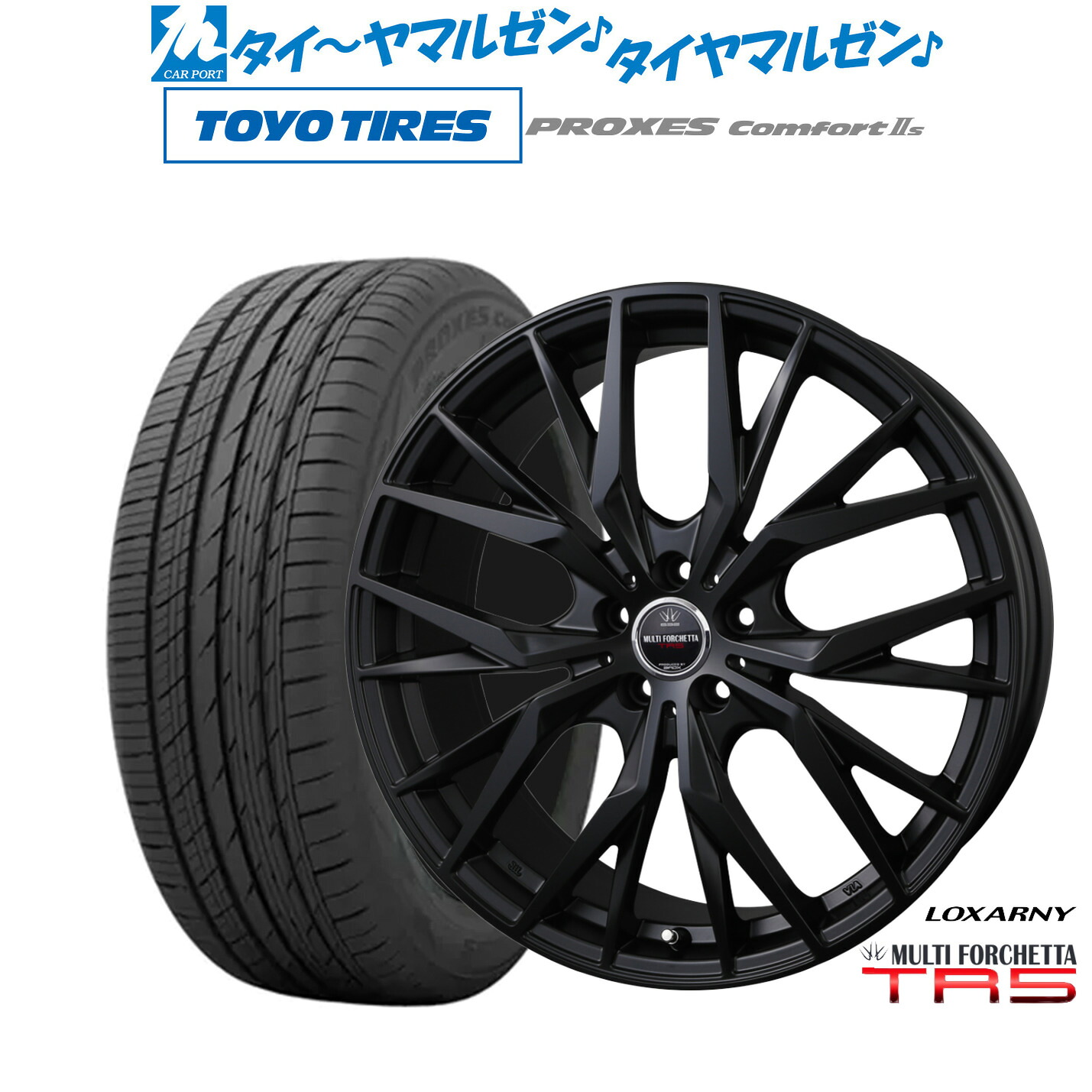 [18日]割引クーポン配布 新品 サマータイヤ ホイール4本セット BADX ロクサーニ マルチフォルケッタ TR5 Black Edition 19インチ 7.5J トーヨータイヤ プロクセス PROXES Comfort 2s (コンフォート 2s) 245/45R19