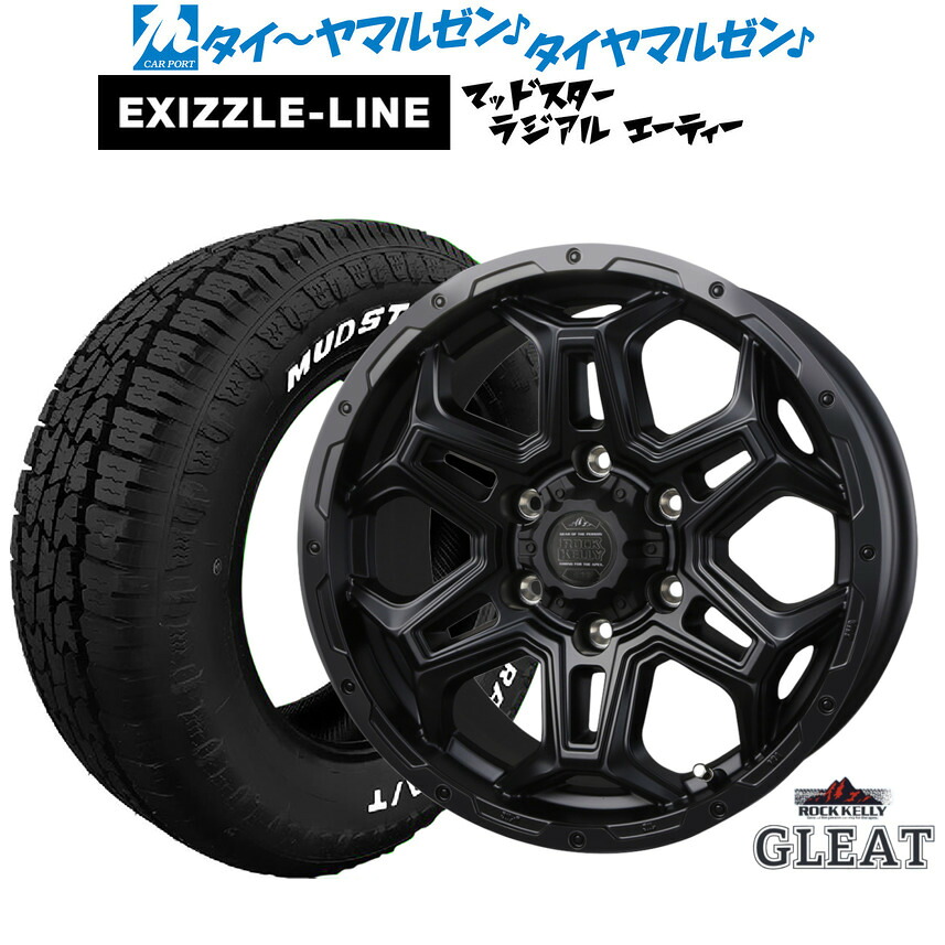 [18日]割引クーポン配布 新品 サマータイヤ ホイール4本セット BADX ロックケリー ROCK KELLY グリート Black Edition(6穴) 16インチ 6.5J エクシズルライン MUDSTAR マッドスター RADIAL(ラジアル) A/T 215/65R16