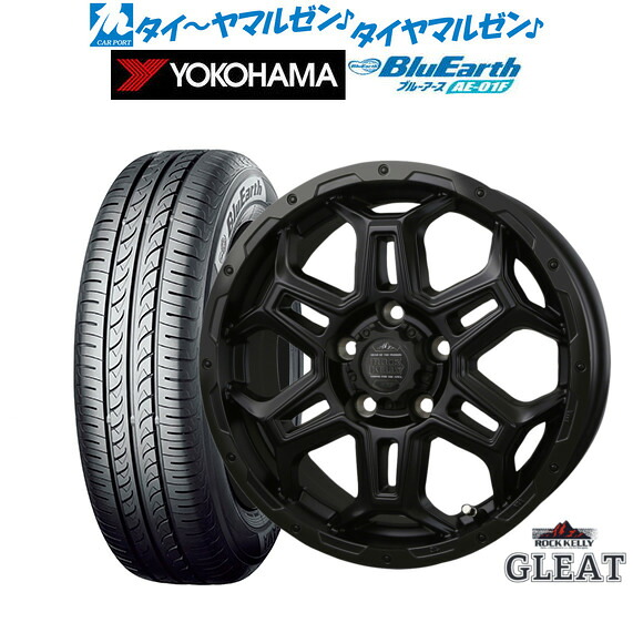 新品 サマータイヤ ホイール4本セットBADX ロックケリー ROCK KELLY グリート Black Edition(5穴)16インチ 6.5Jヨコハマ BluEarth ブルーアース (AE-01F)195/55R16|カーポートマルゼン 店
